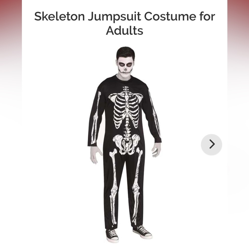 Black and White Skeleton Jumpsuit Costume- Men’s Medium Onesie